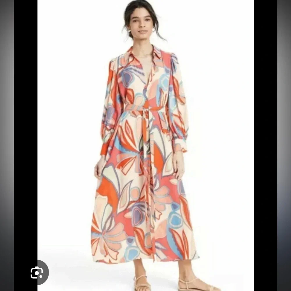 Alexis Target NWT Mixed Floral‎ Long Sleeve Maxi Dress XXS 70s Psychedelic